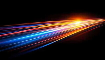 Wall Mural - abstract light streaks on dark background, motion blur, speed lines, vector illustration