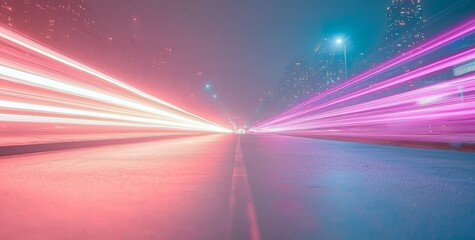 Wall Mural - Unifying Agility & Urban Brilliance. The fast-moving light trails of cars highlight the interconnected nature of urban structures and the city's vigorous dynamism