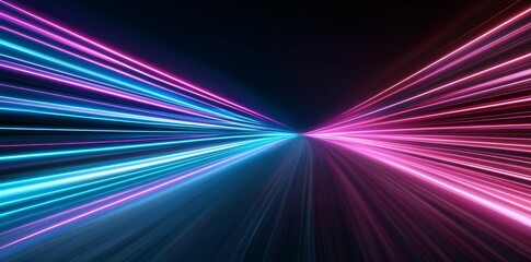 Wall Mural - a cosmic scene featuring blue and purple neon hues, showcasing the speed of light within a galaxy. a