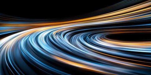 Wall Mural - in a mesmerizing mix of blue and purple neon lights, the speed of light in a galaxy is illustrated. 