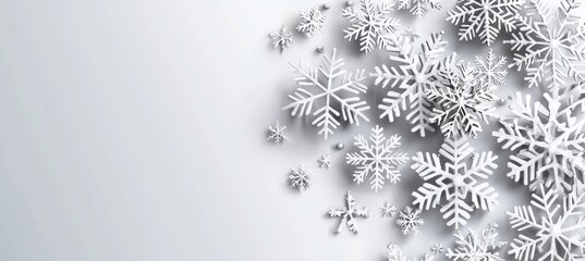 Wall Mural - Glistening Snow Shower: A Stunning 3D Illustration of Falling Holiday Snowflakes