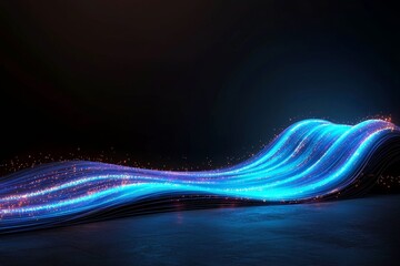 Wall Mural - 4. an abstract design of a car with blue speed light lines on a black background. highlighting light