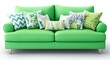 © Антон Сальников - A green two-seater sofa adorned with plush cushions and a sophisticated design
