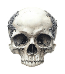 Skull sculpture display of creativity isolated on transparent background - Generative AI