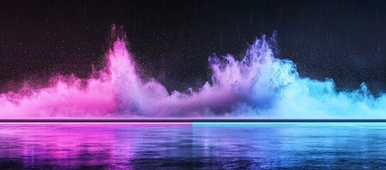 Wall Mural - 4. the scene features a black background with wavy, grainy gradients of blue and purple colors, bath