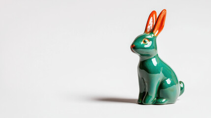 Wall Mural - charming green ceramic bunny figurine with orange ears, perfect for Easter decor