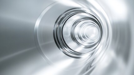 Wall Mural - abstract metallic tunnel with glowing light at the end.