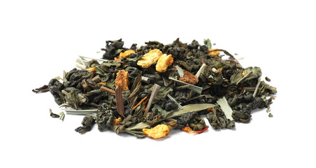 Wall Mural - Pile of dry tea leaves isolated on white