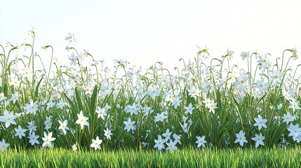 Sticker - White daffodils meadow spring sunny day