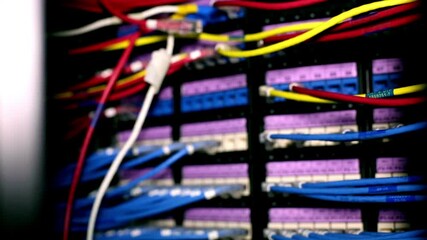 Wall Mural - modern database servers server room rack. hosting data center internet technology concept background