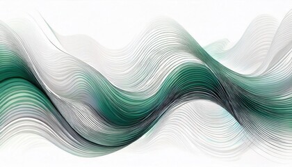 Poster - fluid wave pattern in layered green and white gradients for abstract wall art and modern graphic design projects

