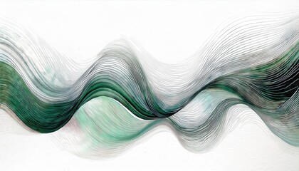 Poster - fluid wave pattern in layered green and white gradients for abstract wall art and modern graphic design projects

