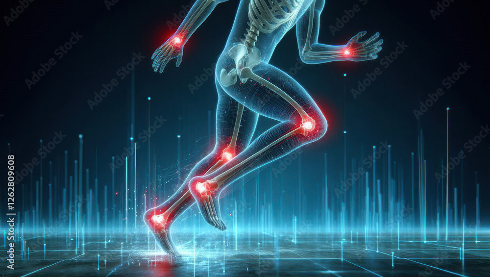 Running motion analysis human skeleton digital visualization scientific ...