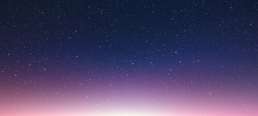Wall Mural - starry sky background. night sky with glowing stars. a space wallpaper design. minimalistic sunrise 