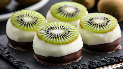 Poster -  romantic white chocolate-dipped kiwi slices