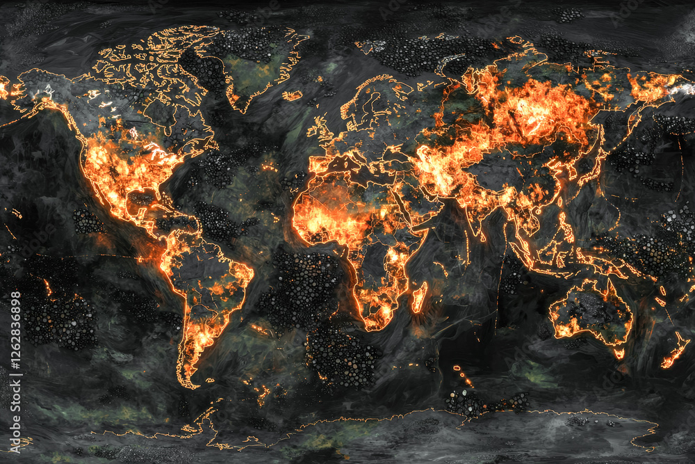 Wildfire Map Example Global wildfire intensity map depicting areas of high fire activity ...