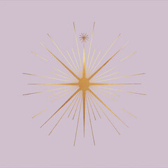 Wall Mural - golden star shining on a lilac background, celestial illustration
