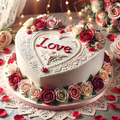 Wall Mural - cake is very good and tasty to celebrate love.
