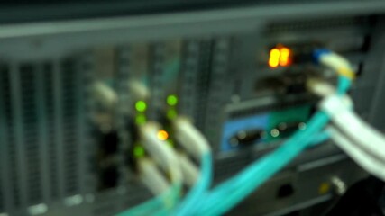 Wall Mural - network panel switch light and cable inside data center ethernet cables server rack internet 4k hd