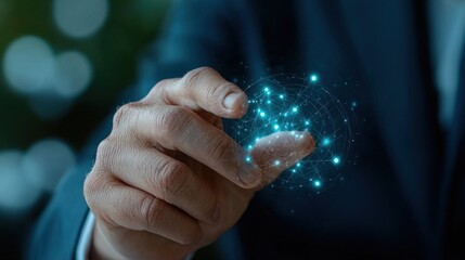 Wall Mural - futuristic financial analysis and data visualization concept with glowing sparkles and digital inter