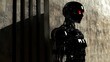 © suyu - Humanoid robot spying behind the wall in a futuristic environment. Advanced robotics, surveillance technology, artificial intelligence, and digital espionage concept in a 3D illustration