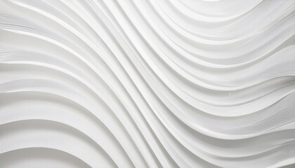 Poster - wavy white abstract wall pattern with layered 3d texture for modern interior design, architectural backdrop, or minimalist art

