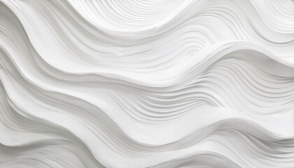 Poster - wavy white abstract wall pattern with layered 3d texture for modern interior design, architectural backdrop, or minimalist art

