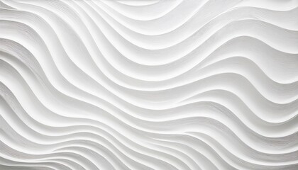 Poster - wavy white abstract wall pattern with layered 3d texture for modern interior design, architectural backdrop, or minimalist art


