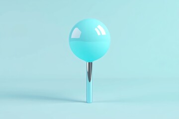 Wall Mural - minimalist blue sphere on a sleek silver stick, capturing a modern aesthetic, perfect for creative p