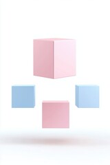 Wall Mural - colorful geometric blocks floating in a minimalist space, perfect for modern design, creativity, and