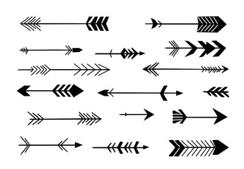 Wall Mural - png collection of diverse black arrow designs on white background