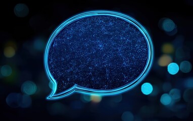 Canvas Print - A vibrant speech bubble illuminated with a starry night background, perfect for communication or creative design projects.