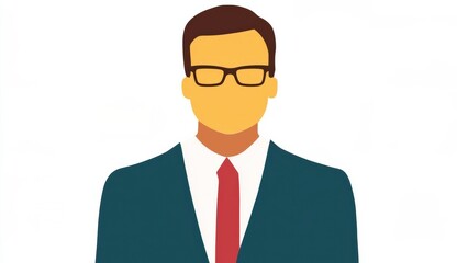 Wall Mural - of a businessman in a suit and glasses on a white background, representing professionalism and success.