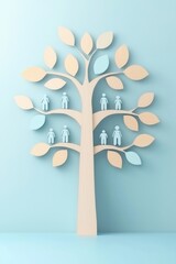 Sticker - A stylized tree with human figures, symbolizing family heritage, growth, and connection in a modern design. Perfect for various themes.