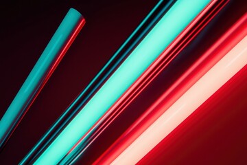 Sticker - Abstract neon tubes, dynamic lines, dark background. Potential use graphic design, website background