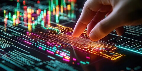 Aufkleber - a digital signature being created on a touchscreen, with financial charts and an encrypted communication graphic subtly incorporated