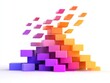 © Nopadon - A colorful stack of blocks in gradient hues of purple, pink, and orange, arranged in a dynamic, playful structure against a white background.