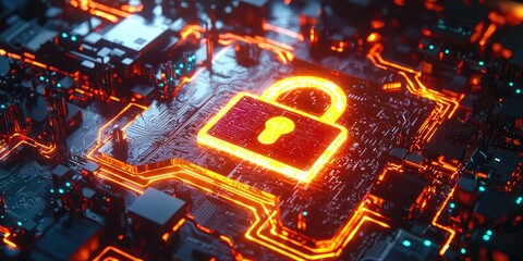Leinwandbilder - Data encryption portrayed through a glowing digital lock and cryptographic keys on a sleek, neutral background, symbolizing secure access to private information