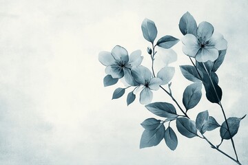 Leinwandbilder - A delicate vector background featuring lush plants and blooming flowers, creating a fresh and natural atmosphere.


