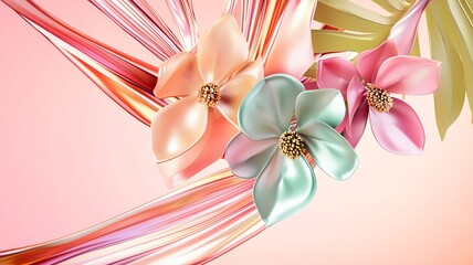 Poster - A delicate vector background featuring lush plants and blooming flowers, creating a fresh and natural atmosphere.

