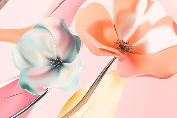 Aufkleber - A delicate vector background featuring lush plants and blooming flowers, creating a fresh and natural atmosphere.

