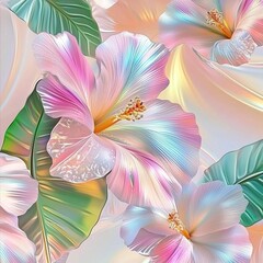 Aufkleber - A delicate vector background featuring lush plants and blooming flowers, creating a fresh and natural atmosphere.

