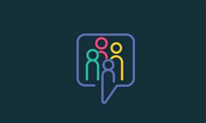 Diversity Chat design logo, people talking family together human unity chat bubble logo vector icon	
