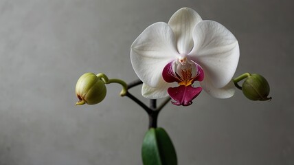 Wall Mural - orchid on a grey background