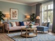 © RaksaLinggo - Light Pink Sectional Sofa Living Room Design