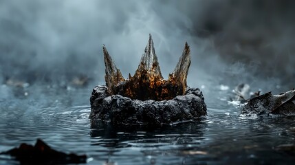 Fototapete - Mysterious crown emerges from dark waters surreal landscape digital art ethereal environment enigmatic viewpoint