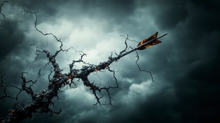Aufkleber - Trembling arrow of void in a surreal cracked cognitive landscape a dramatic digital art viewpoint
