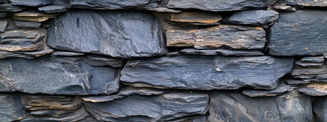 Wall Mural - Dry-stacked slate wall texture; outdoor background