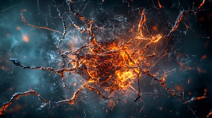 Leinwandbilder - Agonizing energy explosion abstract background digital art dark environment close-up view emotional impact
