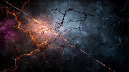 Aufkleber - Dark environment shaking diagonal strokes of nothingness in dynamic abstract lightning art